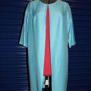 Vintage 60's , Stunning Sky Blue Satin Dress Coat